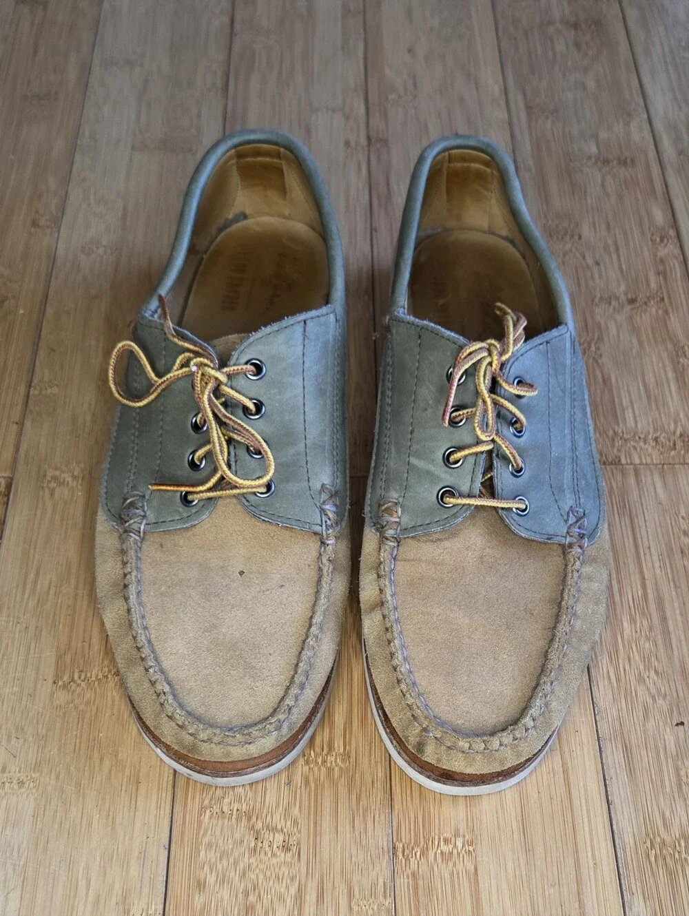 L.L. Bean x Todd Snyder Jackman Blucher Shoe Olive & Tan Suede Leather Size 13